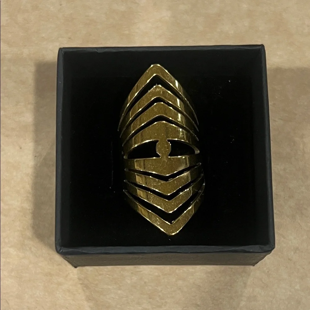 Geometric Gold Stainless Steel Statement Ring